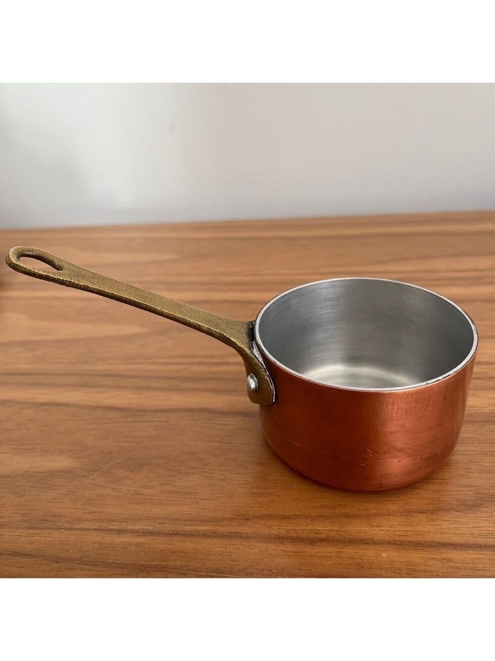 COPPER Coated Aluminum 3" Diameter Mini Saucepan Patina Farmhouse French Rustic